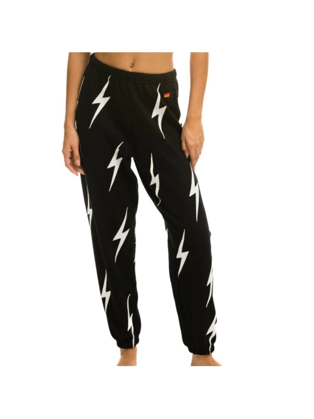 Rare Aviator Nation Black Lightning Bolt Lounge Pants - Women L